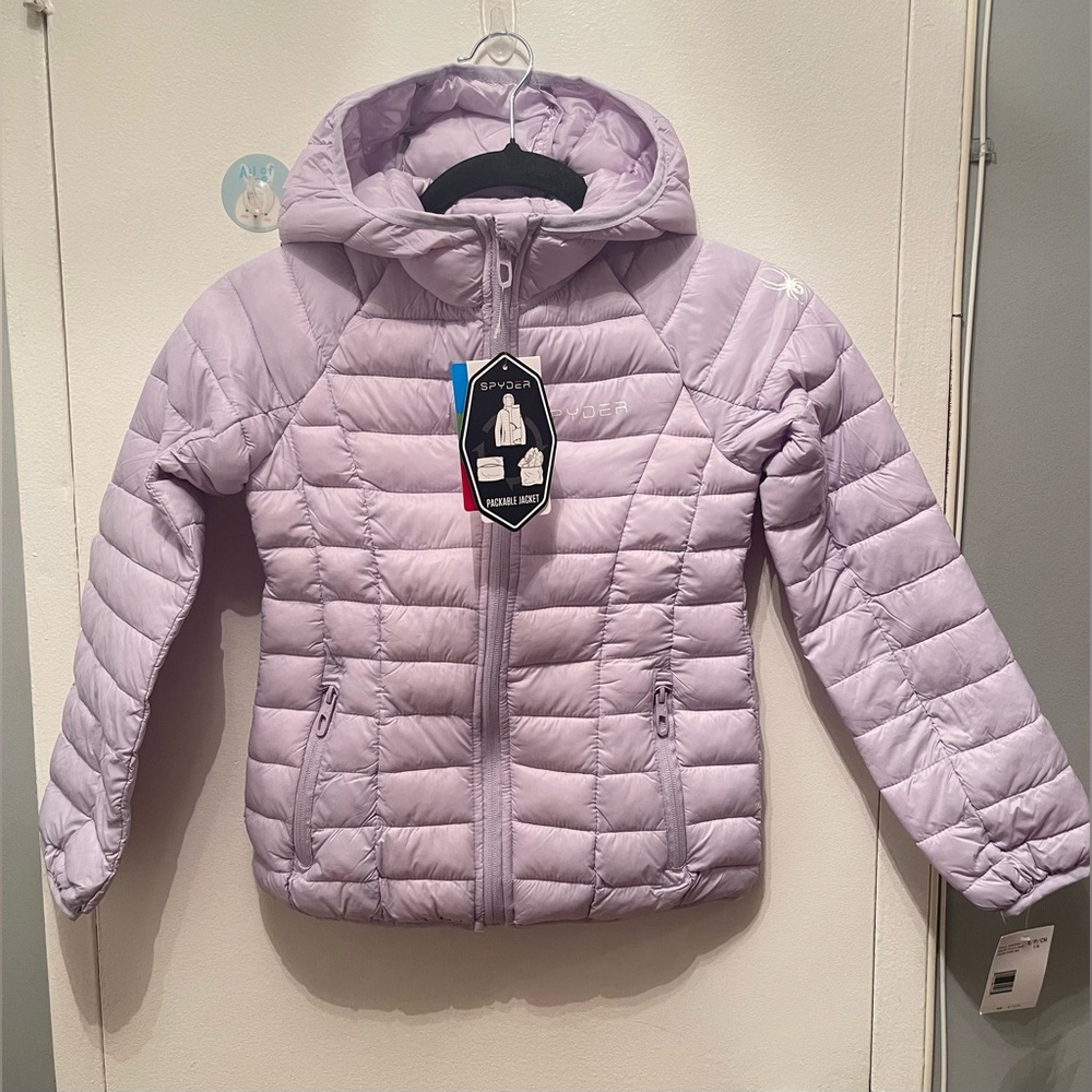 Spyder Kids Hooded Puffer Jacket Size 7/8 NWT Water Wind Resistant. 2 available